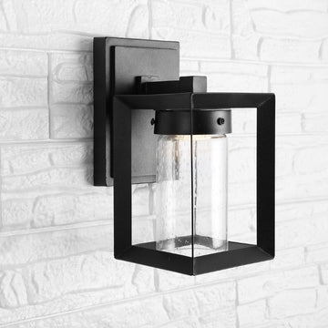 Nate 6.75" Outdoor Modern Cube Bubble Glass/Metal Integrated LED Wall Sconce - JONATHAN Y